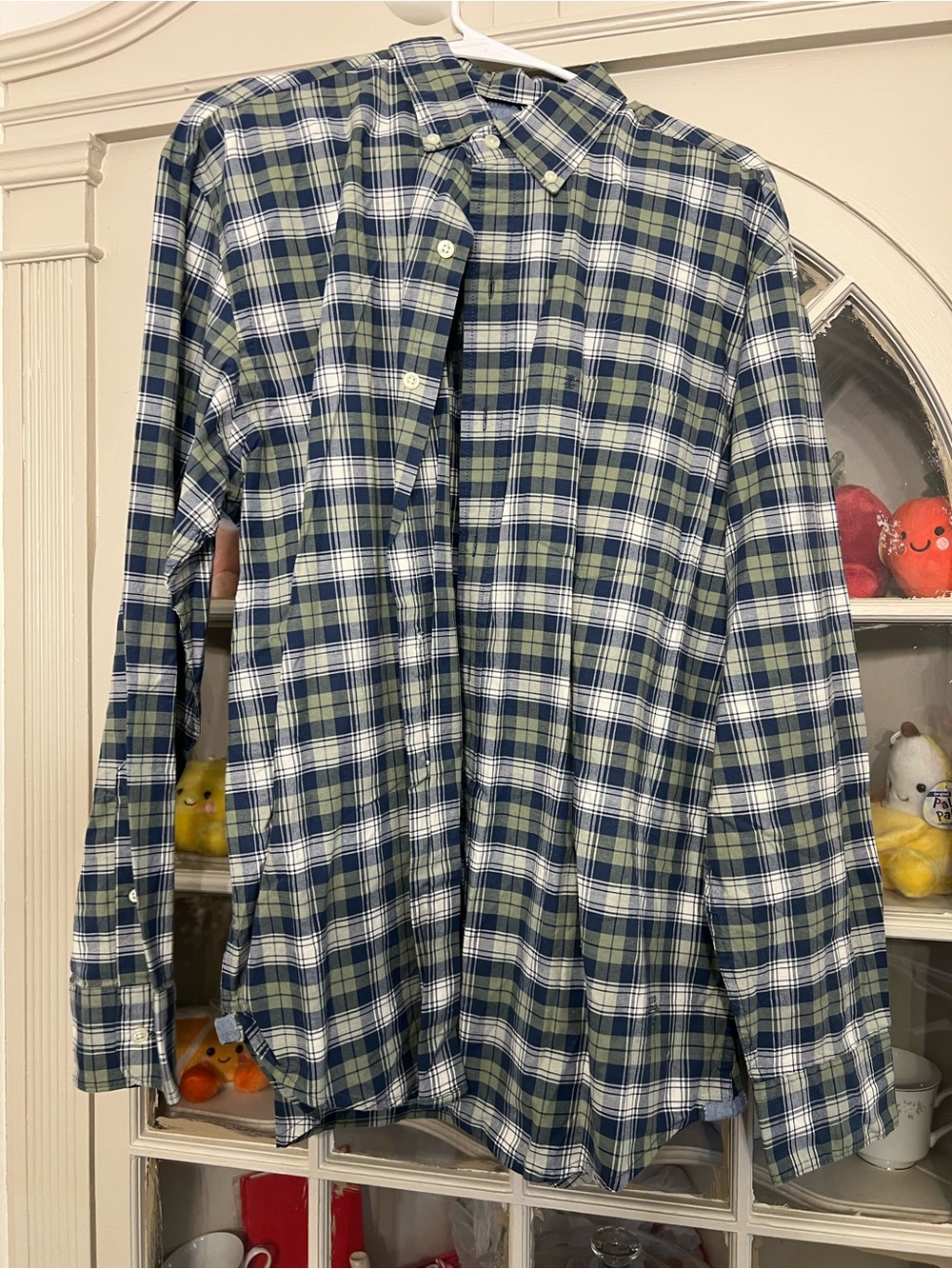 Izod Plaid Button-Down Shirt in Navy, Olive & White